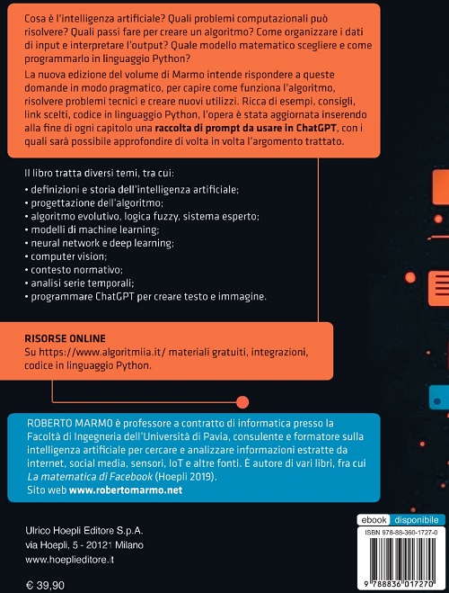 libro Algoritmi Intelligenza Artificiale